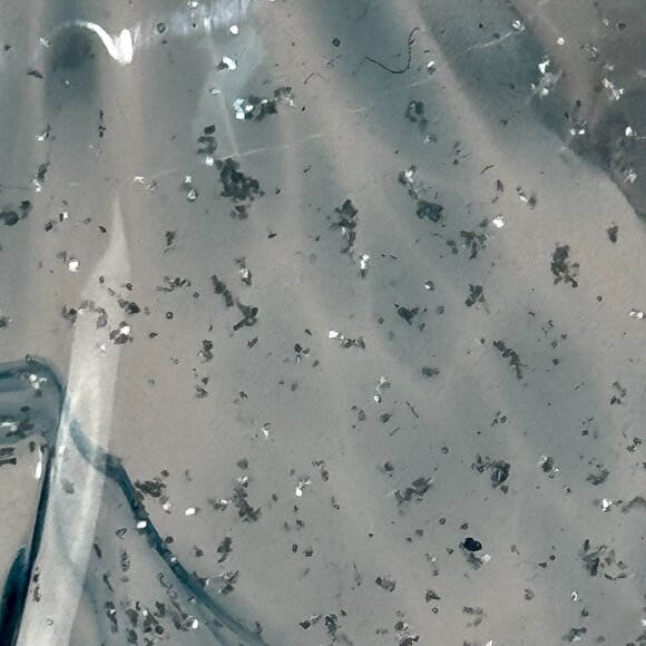 Murano Style Art Glass Hand Blown Stargazer Pale Blue Lily Flower Metallic Silve - Picture 3 of 13